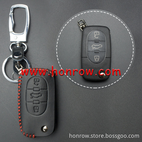 Audi 3 button key cowhide leather case